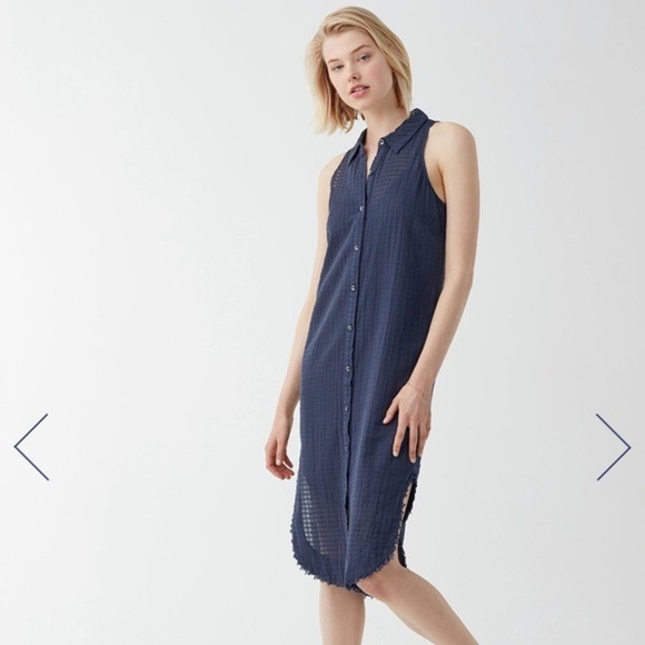 Splendid navy shirt style dress distressed hem XS button down midi - Picture 1 of 11